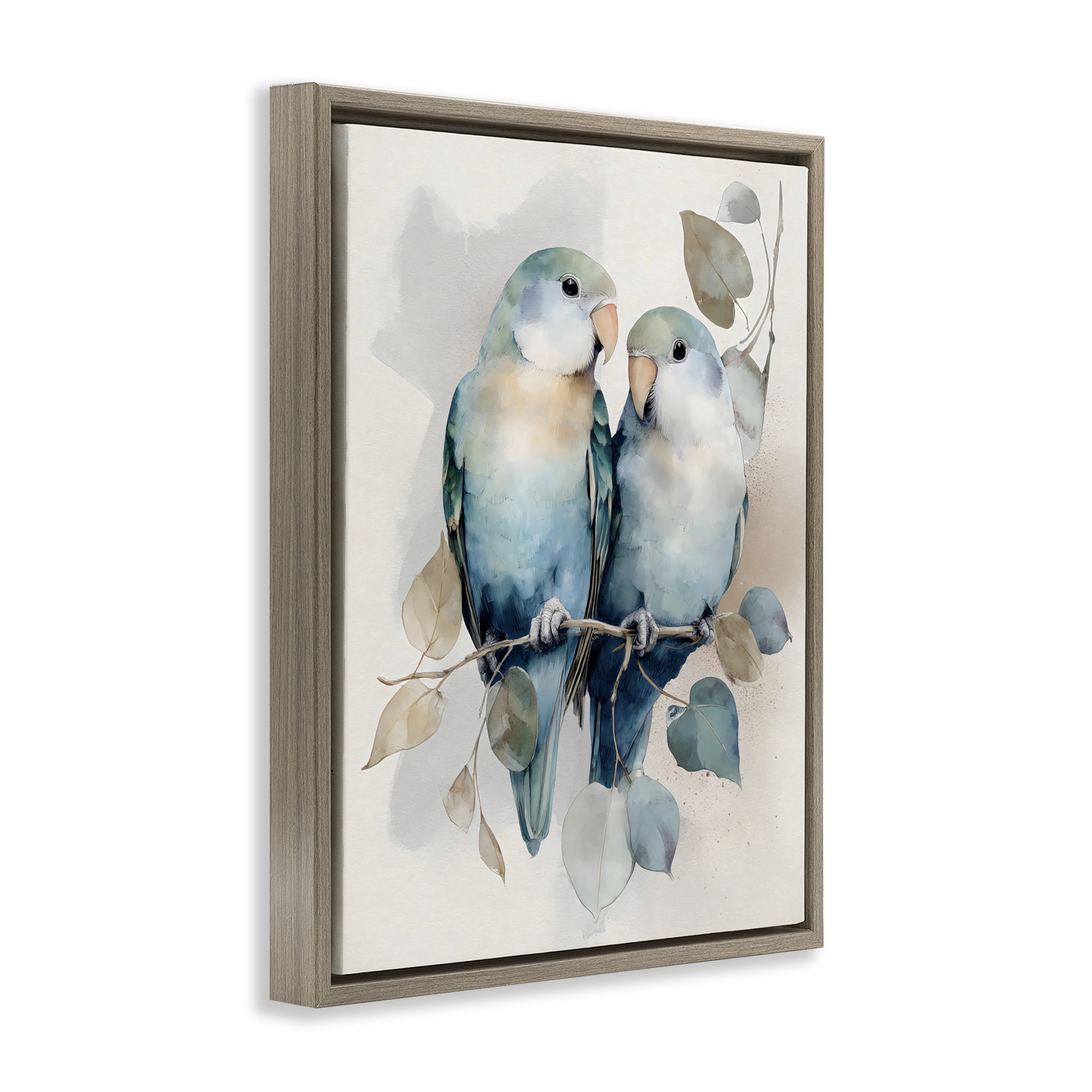 Stupell Industries Blue Bird Lovers Brown Framed Floater Canvas Wall Art, design by Franklyn Gregory