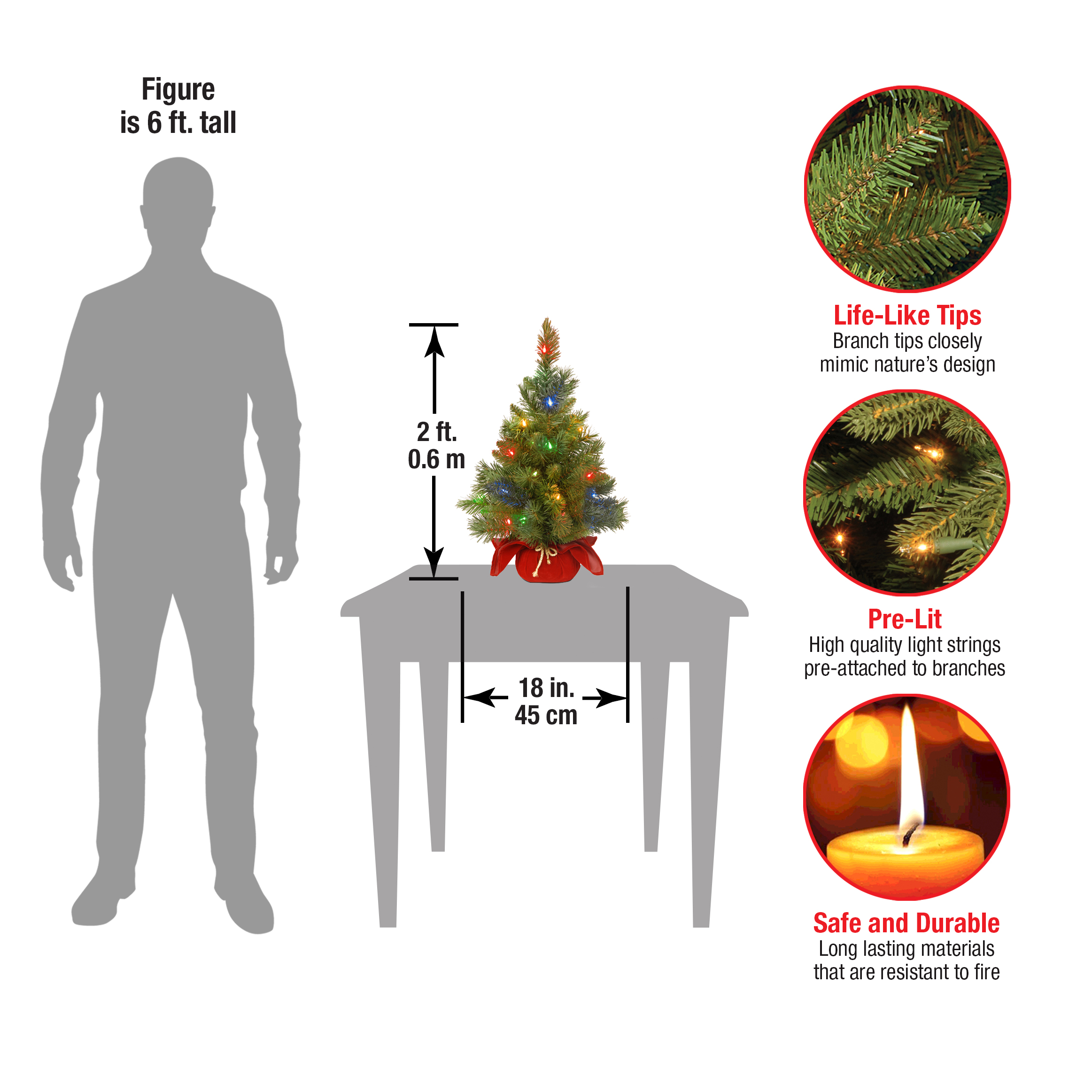 24" Majestic Fir Tree with Battery Operated Multicolor LED Lights - image 4 of 5