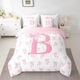 thumbnail image 3 of Castle Fairy Personalized Initial Girl 7-Piece Twin Bedding Sets,Kawaii Bowknot Bedding Comforter Set,Pink White Breathable Sheet Sets,Microfiber Bedroom Decor, 3 of 9