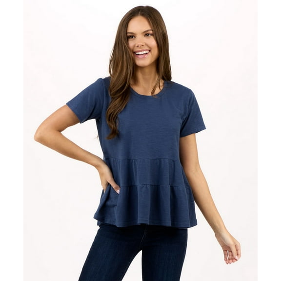 boxercraft Womens Willow Tee, Loose Fit Cotton Blend Short Sleeve T-Shirt, Easy Care,Indigo-2X