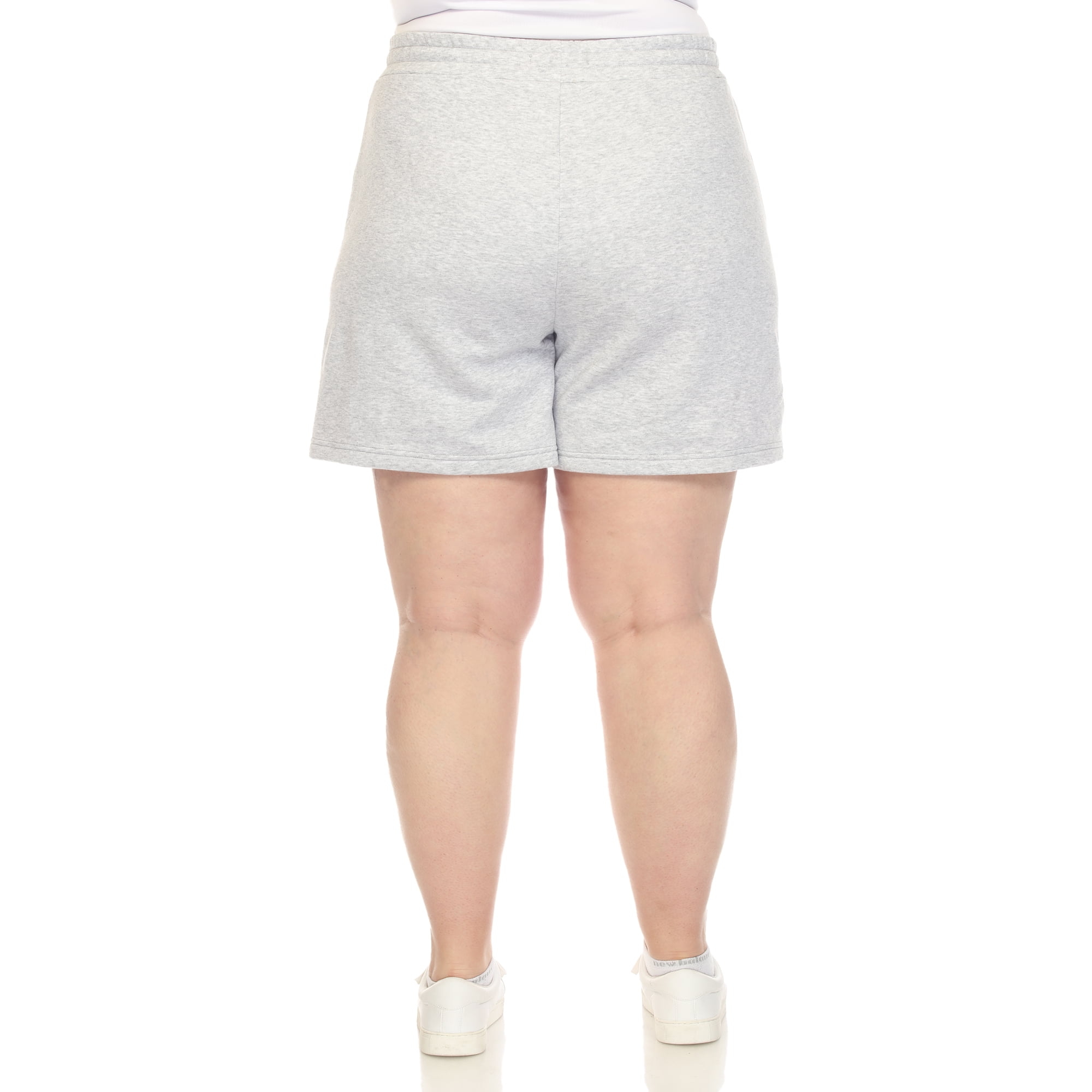 White Mark Women's Plus Size Super Soft Drawstring Waistband Sweat Shorts