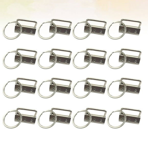OULII 50Pcs Luggage Key Fob Silver Keychain with Rings for Diy Makers Suitcase and Bag