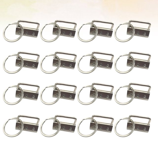 OULII 50Pcs Luggage Key Fob Silver Keychain with Rings for Diy Makers Suitcase and Bag