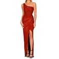 thumbnail image 1 of Prolriy Robes d'Invité de Mariage pour Femmes Dames une Épaule Ceinture Taille Fendue Plissée Robe à Paillettes Robe de Soirée pour Femmes 2025 Robe Formelle Rouge2 S, 1 of 6