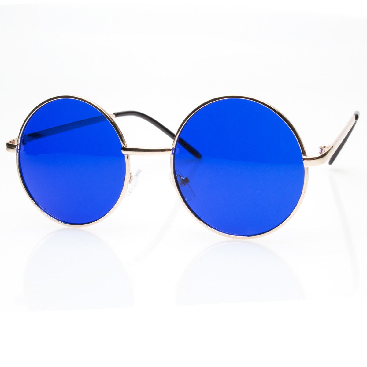 John Lennon Large Sunglasses Round Shades Silver Gold Frame Color Lens Retro New 