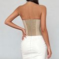 thumbnail image 5 of LEAVINGSUO Corset Tops for Women Vintage Court Style Plaid Strapless Shaping Top Boned Slim Waist Pointed Hem Bustier Club Daily Outfit Khaki M, 5 of 6