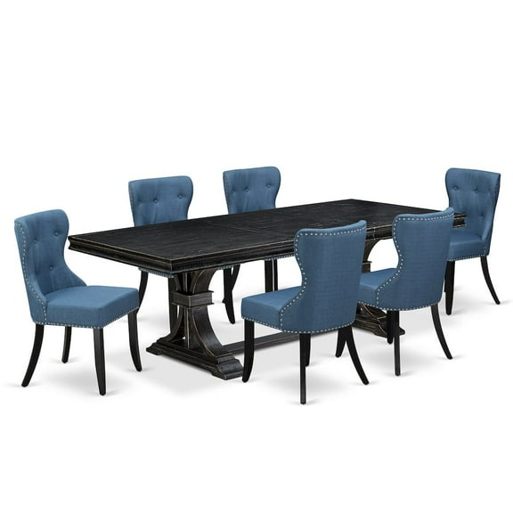 Luxe by East West Furniture 7 piece Kitchen Table Set of a Kitchen Table and 6 Dinning Room Chairs