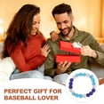 thumbnail image 7 of Uxcell Baseball Bracelet, Ice Collection Bracelets Bling Rhinestone Inspired Bead Disco Ball - Fit for (Men/Women/Players/Birthday Gift), 7.5 in & Silicone & White Blue, 7 of 7