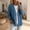 Blue, variant on Women's Plus Size Solid Color V-Neck Denim Jacket – Casual Long Sleeve Loose Fit Button Down Coat Black,S