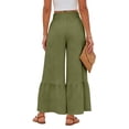 thumbnail image 4 of Dresfit Women's Palazzo Pants Wide Leg Linen Boho Slacks Summer 2026 Lightweight Lounge Pant Elastic Cotton Beach Trousers with Pockets Army Green XL, 4 of 4