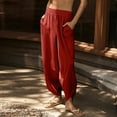 thumbnail image 3 of Sweatpants for Womens High Waist Plus Size Casual Solid Color Baggy Wide-Leg Pants Casual Elastic-Waistband Pocket Pants 50% off Clearance!, 3 of 9