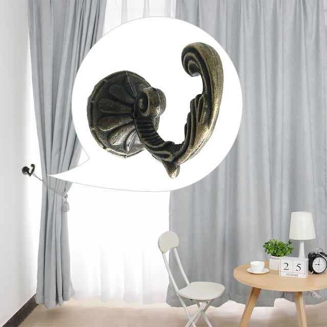 Ganchos para cortinas de ventana Uxcell, ganchos de ropa, ganchos de pared duraderos, 2 piezas de aleación de zinc tono bronce