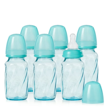 Evenflo Feeding Vented + BPA-Free Glass Baby Bottles - 4oz, Teal,