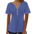 thumbnail image 1 of Womens Printed V-neck Button Up Short Seeved Top, 1 of 3