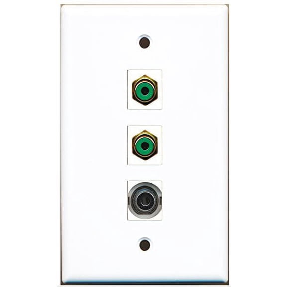 RiteAV - 2 Port RCA Green and 1 Port 3.5mm Wall Plate