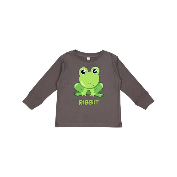 Inktastic Ribbit Cute Green Frog Boys or Girls Long Sleeve Toddler T-Shirt