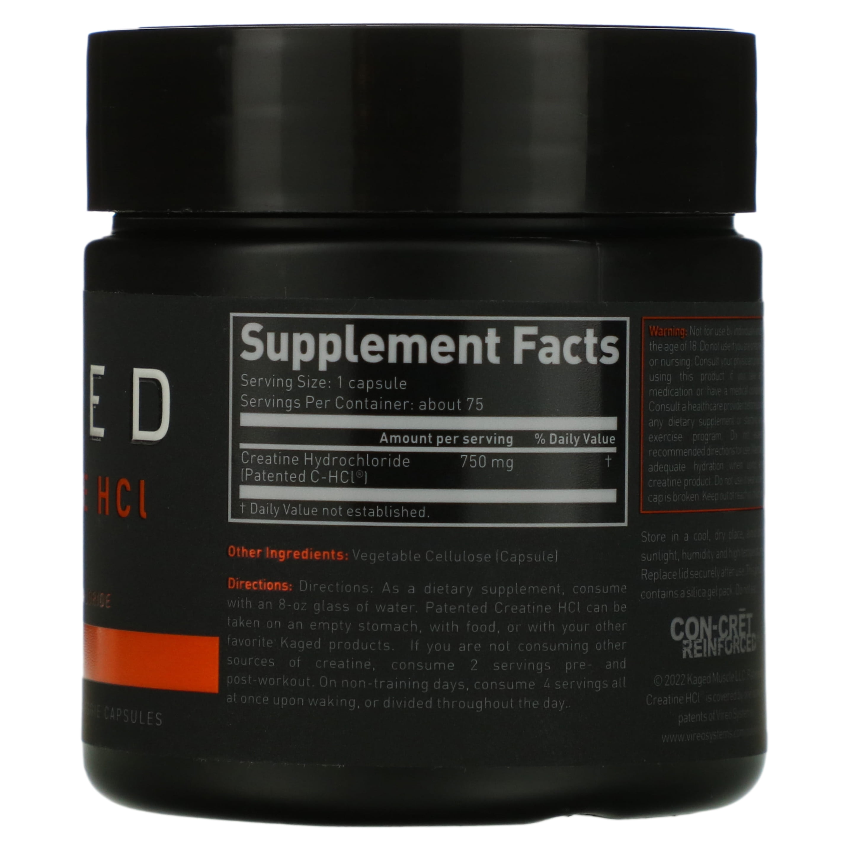 Kaged Creatine HCl, 75 Veggie Capsules (750 mg per Capsule)