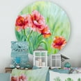 thumbnail image 2 of Designart 'Red Blossoming Poppies Over Wild Green II' Traditional Circle Metal Wall Art 11x11 - Disc of 11, 2 of 5