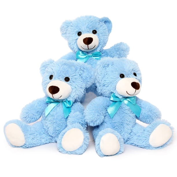 Oso de peluche Mao Golan, 34 cm, azul, paquete de 3 unidades para niñas
