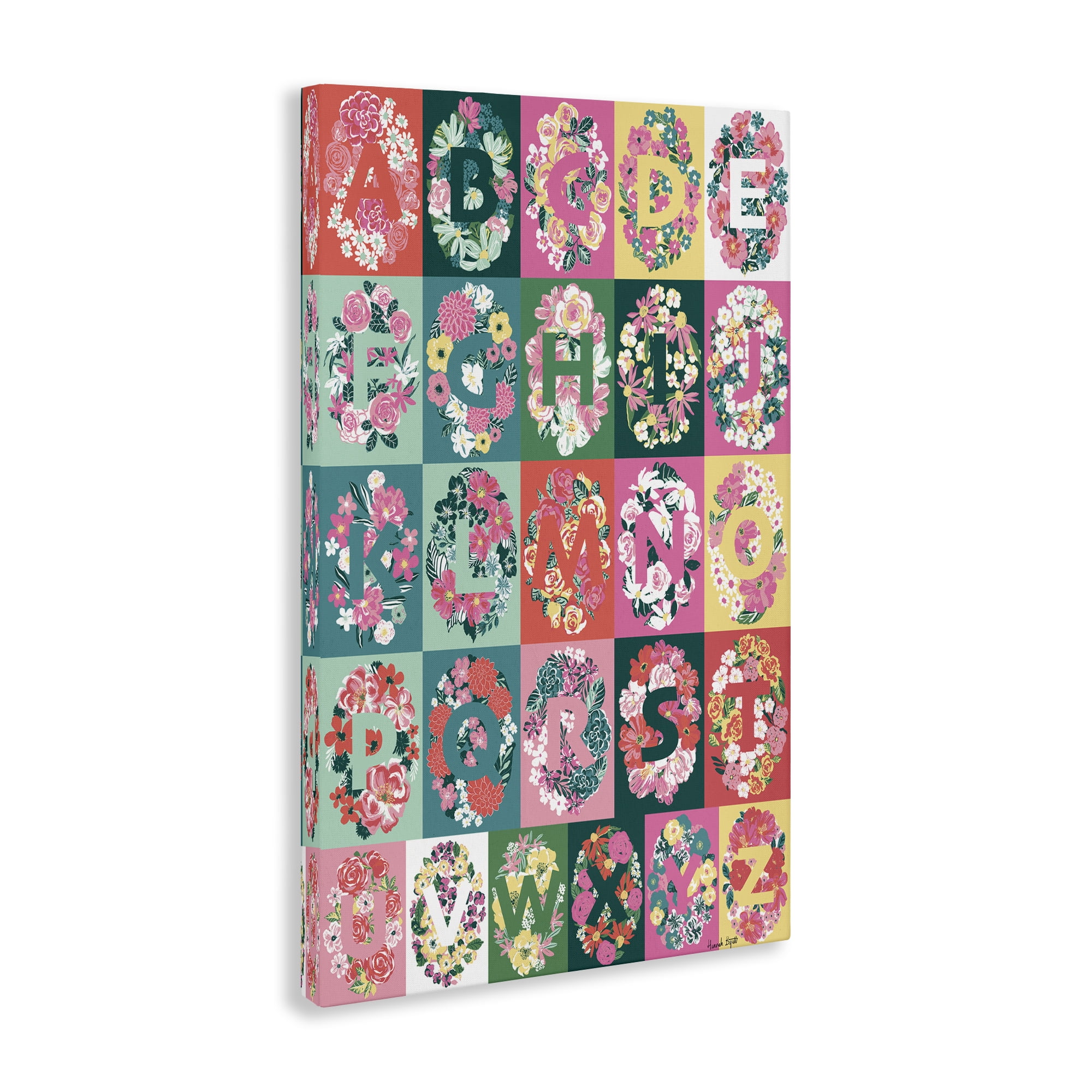 Stupell Industries Cottagecore Blooms Alphabet Plants & Flowers Painting Wrapped Canvas Art Print Wall Art, 20 x 30