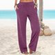 thumbnail image 2 of Pantalones boho palazzo de mujer, cintura alta, pierna ancha, estampado floral, estilo informal de verano con bolsillos, tallas S-XXL, 2 of 5