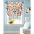 thumbnail image 2 of Orange Boho Tie Up Curtains for Window, Thermal Insulated Balloon Shade Adjustable Rod Pocket Curtains Valance Panels for Kitchen Bathroom Cafe 42 x 63 Vintage Ethnic Tribe Abstract Art, 2 of 6