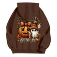 thumbnail image 6 of Sweatshirts for Women Trendy Halloween Hoodie with Pumpkin Ghost Funny Print Oversized Long Sleeve Top Fall Tops,Coffee,4XL, 6 of 7