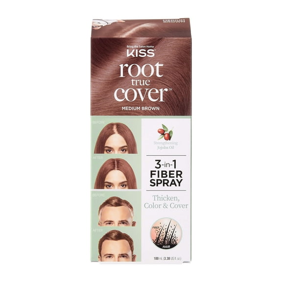 KISS Root True Cover Hair Thickening Fiber Spray Medium Brown