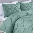 thumbnail image 3 of Chezmoi Collection Berlin Spa Blue Pinch Pleat Queen Comforter Set, 3-Piece, Soft Pintuck, Lightweight All Season Microfiber Bedding, 3 of 9