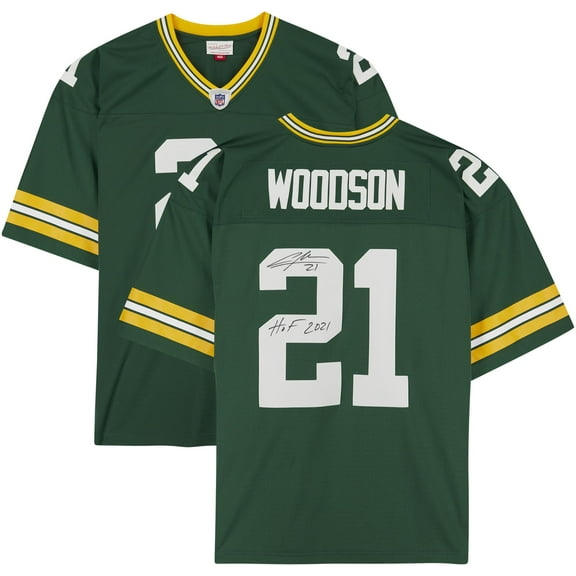 Charles Woodson Green Bay Packers Autographed Green Mitchell & Ness Replica Jersey with "HOF 21" Inscription - Fanatics Authentic Certified