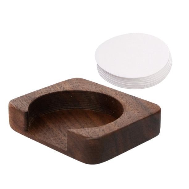 Portafiltros de café multiusos, contenedor redondo de madera para filtros de café. 54mm