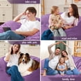 thumbnail image 3 of Homguava 3' Bean Bag Chair with Memory Foam Filled,Stuffed Bean Bag Sofa with Dutch Velvet Cover, Purple, 3 of 5
