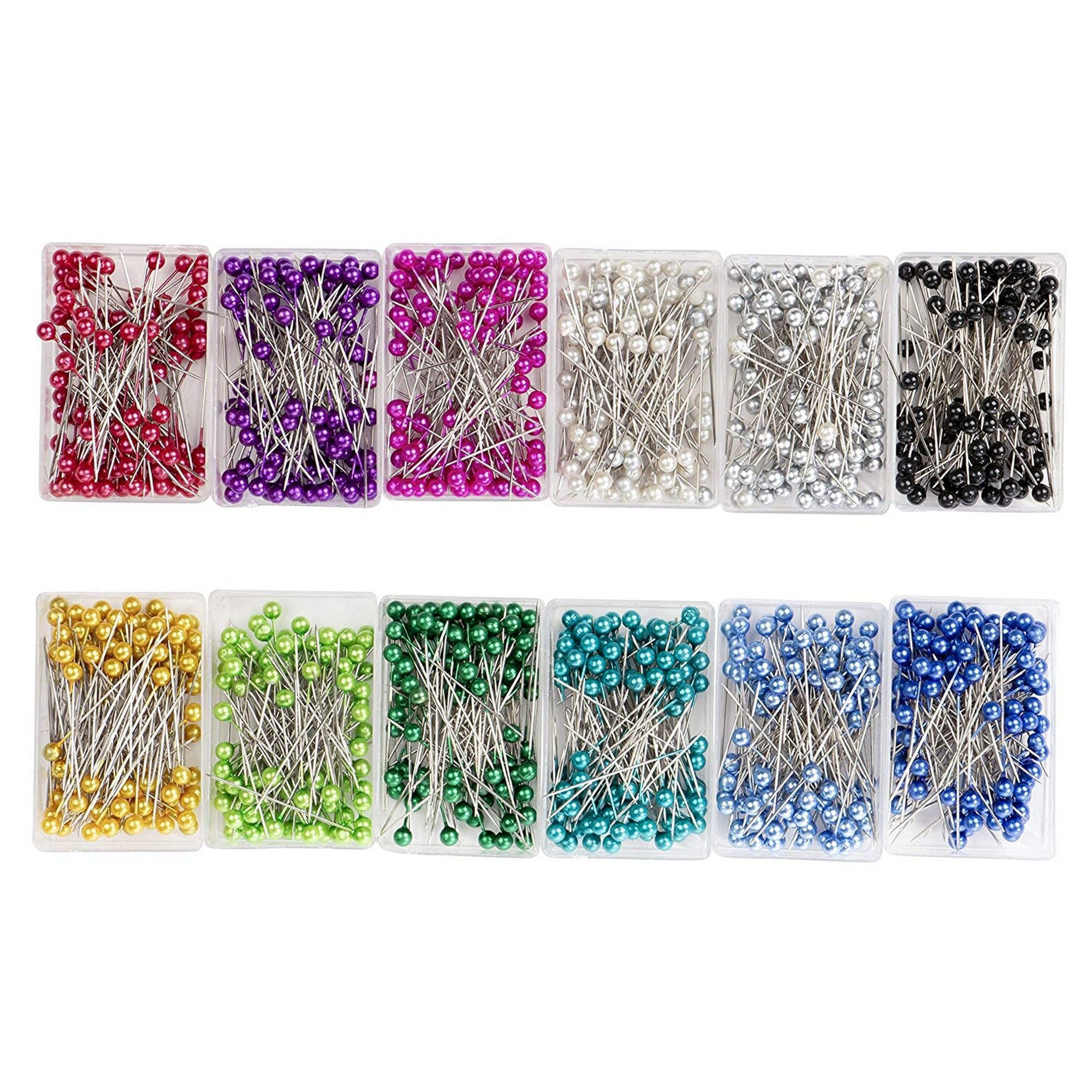 1200pcs Sewing Pins Straight Quilting Pins With Colored Pearl Ball Point Head Bulk For Fabric 