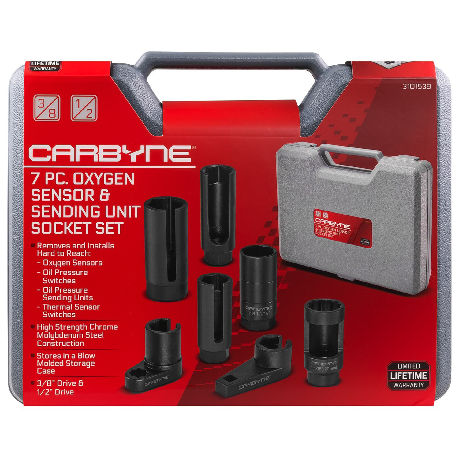 CARBYNE Oxygen (O2) Sensor & Sending Unit Socket Set, 7 Piece