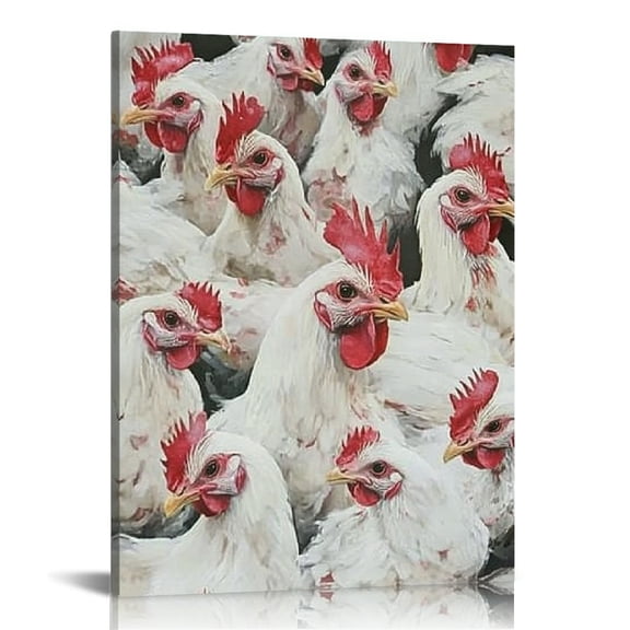 FCXZI Chickens Chaos Canvas Wall Art Home Decor for Living Room 12x16in