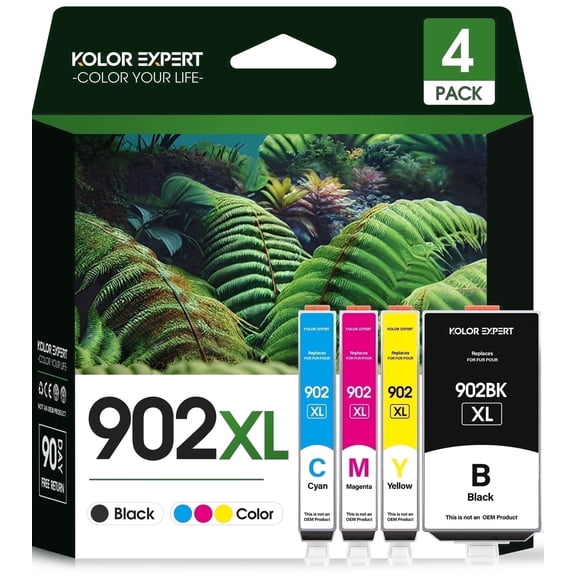 902XL Ink Cartridge Compatible for HP 902 ink cartridge 4 pack for Officejet Pro 6978 Officejet (Black/Cyan/Magenta/Yellow)