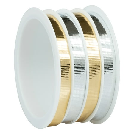 UPC: 0609613740619 | Jam Paper Nylon Ribbon  3/8 In X 55 Feet  1/Pack  Silver & Gold Multicolor