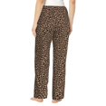 thumbnail image 3 of Naloa Brown Leopard Print Women’s Ultra-Soft Comfy Pajama Lounge Pants with Pockets & Drawstring, 3 of 8