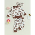 thumbnail image 3 of Bagilaanoe 2PCS Toddler Baby Girl Long Pants Set Flower Print Long Sleeve Sweatshirt Pullover Tops + Sweatpants + Headband 6M 12M 18M 24M 3T Kids Casual Sweatsuits, 3 of 8