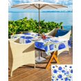 thumbnail image 4 of Blue Spring Floral Outdoor Tablecloth - 54x54 Inch Square Dining Table Cover, Watercolor Vintage Summer Botanical Waterproof Outdoor Table Cloth with Umbrella Hole & Zipper for Picnic/Patio, 4 of 5