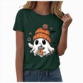 thumbnail image 5 of TOWED22 Teacher Halloween Shirt for Womens Read More Books Tshirt Spooky Ghost Shirts Graphic Tee Funny Cute Short Sleeve Tops(Dark Green,S), 5 of 6