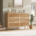 thumbnail image 2 of Fashion Elegant Style Dresser, Rattan 6 Drawer Dresser for Bedroom, Large Double Dresser with Deep Drawers for Living Room, Hallway, Bedroom, 2 of 8