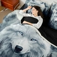 thumbnail image 4 of Homewish Jungle White Wolf Bedding Comforter Set 7pcs for Kids, Rustic Pine Tree Botanical Queen Bedding Sets, Woodland Animal Reversible Queen Sheet Sets, Super Cozy Room Decor, 4 of 7