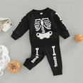 thumbnail image 4 of Mercatoo Toddler 2-Piece Sweatpants Set Halloween Skeleton Pullover Sweatshirts Joggers Pants Outfits Baby Boys Cotton Tops, 4 of 8