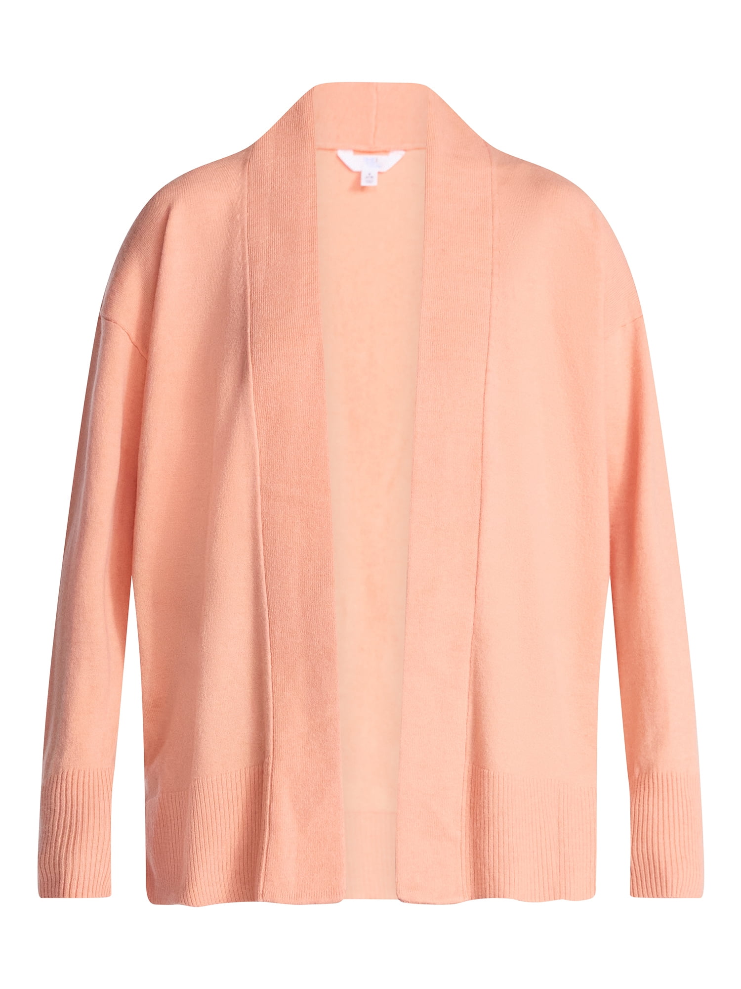Time and Tru Women's and Women’s Plus Open Front Cardigan Sweater with Long Sleeves, Lightweight, Sizes XS-4X