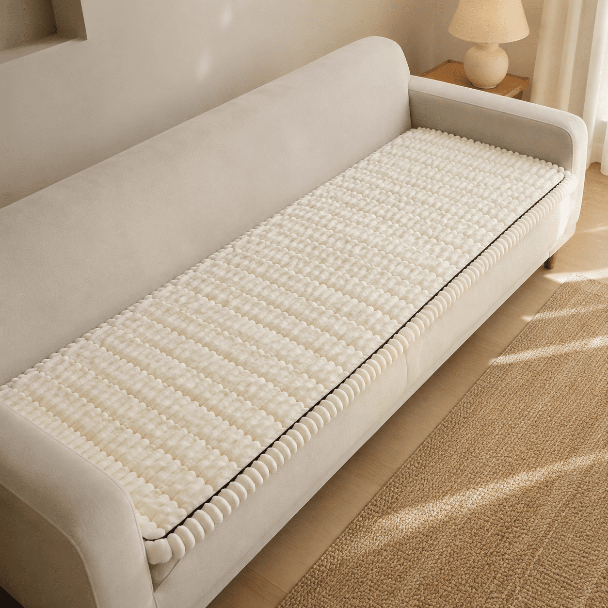 Bg-white 27.6 x 82.7 Linear Grid Non-Slip Pet Sofa Protector for Dogs and Cats