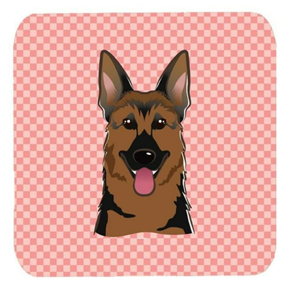 3.5 x 3.5 In. Checkerboard Pink German Shepherd Foam Coasters, Set Of 4