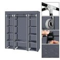 thumbnail image 6 of 68" Portable Closet Wardrobe with Cover, Heavy Duty Clothes Rack Organizer with Hanging Rods, Storage Shelves for Hanging Clothes, Bedroom and Travel, Gray, 6 of 8