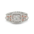 thumbnail image 2 of AFFY 1.10CT Princess & Round Moissanite Halo Engagement Bridal Ring Set 14K Rose Gold over Silver-9, 2 of 8