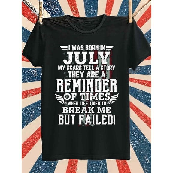 Greenink July Born Strong T-Shirt mens comfort colors tshirt black gifts graphic Daily and weekend wear Unique Design Unisex Shirt Graphic Tee tshirts